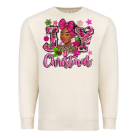 Sandshell pink christmas joy black woman Premium Sweatshirt - MaliasSmallBusiness