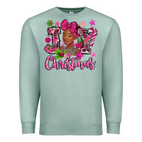 Seafoam pink christmas joy black woman Premium Sweatshirt - MaliasSmallBusiness