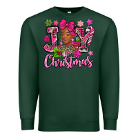 Sports Green pink christmas joy black woman Premium Sweatshirt - MaliasSmallBusiness
