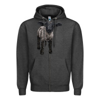 Charcoal Heather suffolk baby sheep Zipper Hoodie - LillyAllenDesigns