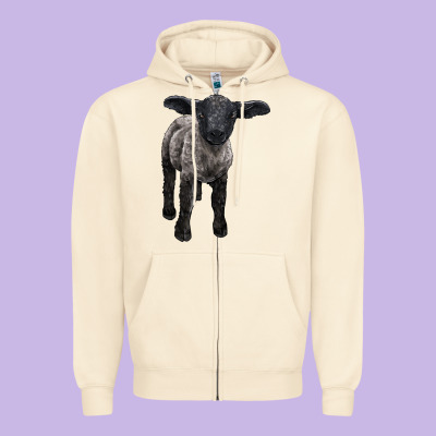 Suffolk Baby Sheep Zipper Hoodie Designed By Lillyallendesigns