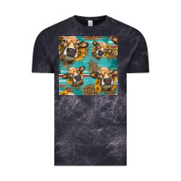 Cloud Black western sunflowers cow seamless pattern Vintage Tee - HRA Design Shop