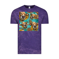 Cloud Purple western sunflowers cow seamless pattern Vintage Tee - HRA Design Shop