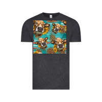 Vintage Black western sunflowers cow seamless pattern Vintage Tee - HRA Design Shop