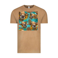 Vintage Camel western sunflowers cow seamless pattern Vintage Tee - HRA Design Shop