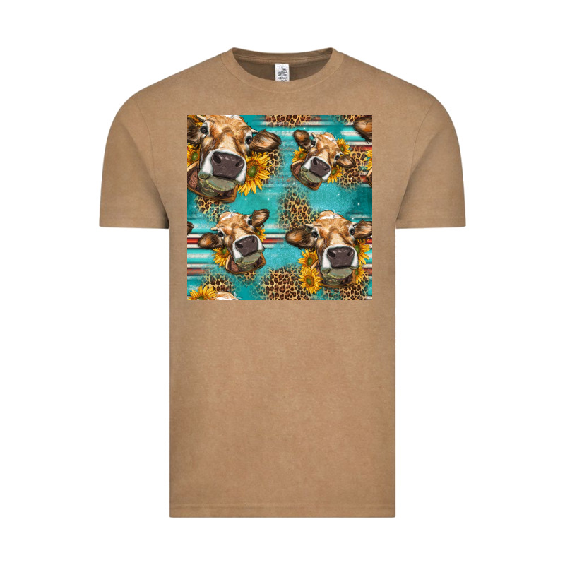 Western Sunflowers Cow Seamless Pattern Vintage Tee by HRA Design Shop | Teevron