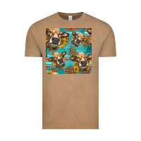 Vintage Coffee western sunflowers cow seamless pattern Vintage Tee - HRA Design Shop