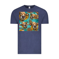 Vintage Denim western sunflowers cow seamless pattern Vintage Tee - HRA Design Shop