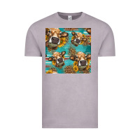 Vintage Zinc western sunflowers cow seamless pattern Vintage Tee - HRA Design Shop