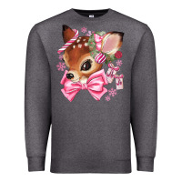 Charcoal Heather reindeer head christmas Premium Sweatshirt - MaliasSmallBusiness