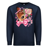 Navy reindeer head christmas Premium Sweatshirt - MaliasSmallBusiness