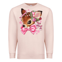 Pale Pink reindeer head christmas Premium Sweatshirt - MaliasSmallBusiness