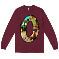 Burgundy farm life alphabet numbers 0 Long Sleeve Tee - BundleAndBundleShop