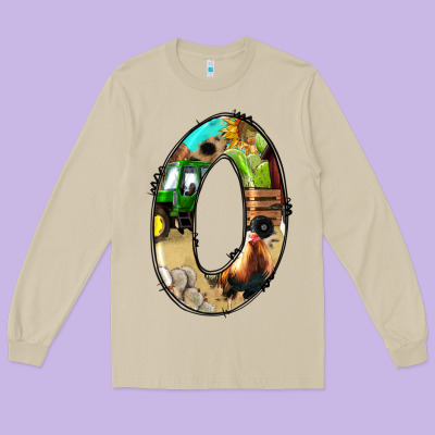 Farm Life Alphabet Numbers 0 Long Sleeve Tee Designed By Bundleandbundleshop