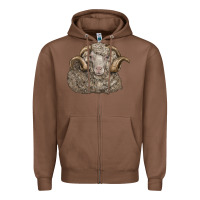 Chestnut merino wool sheep head Zipper Hoodie - LillyAllenDesigns