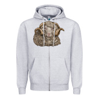 Heather Grey merino wool sheep head Zipper Hoodie - LillyAllenDesigns