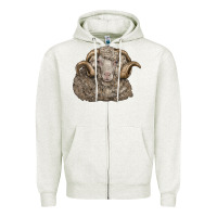 Oatmeal Heather merino wool sheep head Zipper Hoodie - LillyAllenDesigns