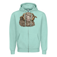 Seafoam merino wool sheep head Zipper Hoodie - LillyAllenDesigns