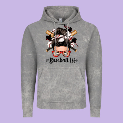Baseball Life Messy Bun Vintage Hoodie Designed By Zillion Design Studio