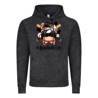 Vintage Black baseball life messy bun Vintage Hoodie - Zillion Design Studio