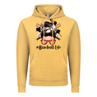 Vintage Mustard baseball life messy bun Vintage Hoodie - Zillion Design Studio