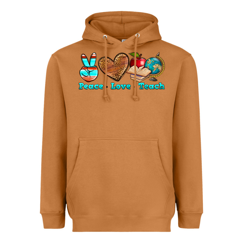Peace Love Teach Heavyweight Hoodie by NancyCooperArtShop | Teevron