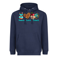 Navy peace love teach Heavyweight Hoodie - NancyCooperArtShop