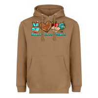 Toasted Coconut peace love teach Heavyweight Hoodie - NancyCooperArtShop