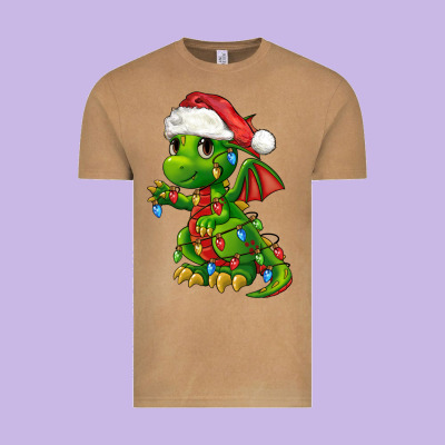 Christmas Cute Dragon Vintage Tee Designed By Fadigitalartstudio