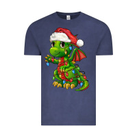 Vintage Denim Christmas Cute Dragon Vintage Tee - FaDigitalArtStudio