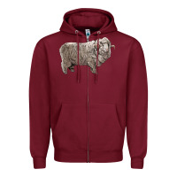 Burgundy rambouillet sheep Zipper Hoodie - LillyAllenDesigns