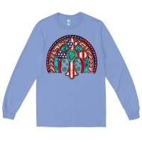Colony Blue gemstone cross american flag turquoise rainbow Long Sleeve Tee - Artiststas