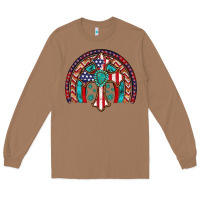 Toasted Coconut gemstone cross american flag turquoise rainbow Long Sleeve Tee - Artiststas