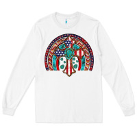 White gemstone cross american flag turquoise rainbow Long Sleeve Tee - Artiststas