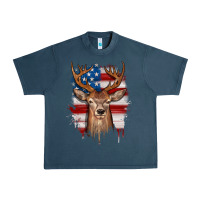 Midnight Navy deer american flag Urban Heavy Tee - JahusDesignShop