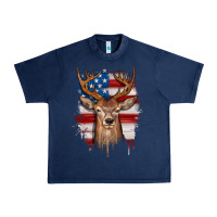 Navy deer american flag Urban Heavy Tee - JahusDesignShop