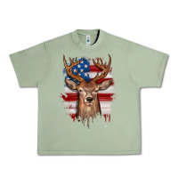 Oil Green deer american flag Urban Heavy Tee - JahusDesignShop