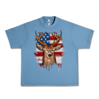 Pebble Blue deer american flag Urban Heavy Tee - JahusDesignShop