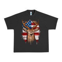 Pigment Black deer american flag Urban Heavy Tee - JahusDesignShop