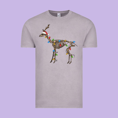 Christmas Deer Skeleton Vintage Tee Designed By Fadigitalartstudio