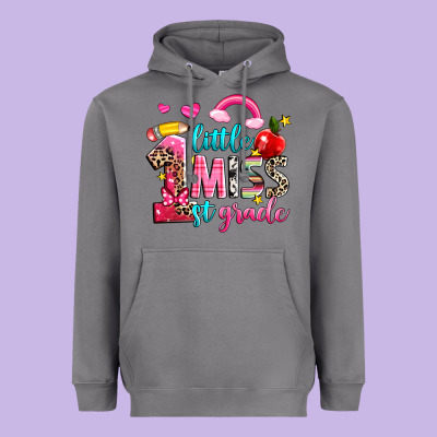 Little Miss First Grade Heavyweight Hoodie Designed By Nancycooperartshop
