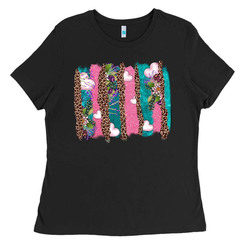 V.d Turquoise Leopard And Flowers  Brushstrokes Ladies Tee by AdoDesignShop | Teevron