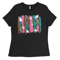 Black v.d turquoise leopard and flowers  brushstrokes Ladies Tee - AdoDesignShop