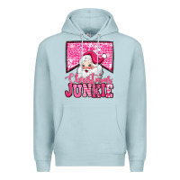 Blue Mist pink Christmas junkie Santa Claus Premium Hoodie - Jasminsmagicworld