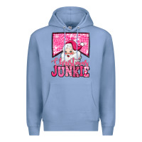 Colony Blue pink Christmas junkie Santa Claus Premium Hoodie - Jasminsmagicworld