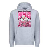 Heather Grey pink Christmas junkie Santa Claus Premium Hoodie - Jasminsmagicworld