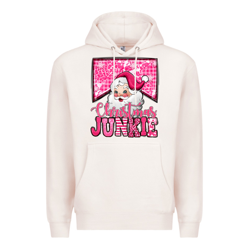 Pink Christmas Junkie Santa Claus Premium Hoodie by Jasminsmagicworld | Teevron