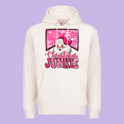 Pink Christmas Junkie Santa Claus Premium Hoodie Designed By Jasminsmagicworld
