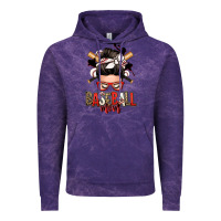 Cloud Purple baseball mom messy bun Vintage Hoodie - Zillion Design Studio