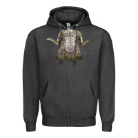 Charcoal Heather rambouillet sheep head Zipper Hoodie - LillyAllenDesigns